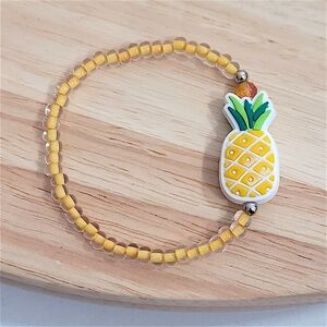 Hand Crafted Yellow Pineapple Beaded Kids Bracelet Size Approx 7"